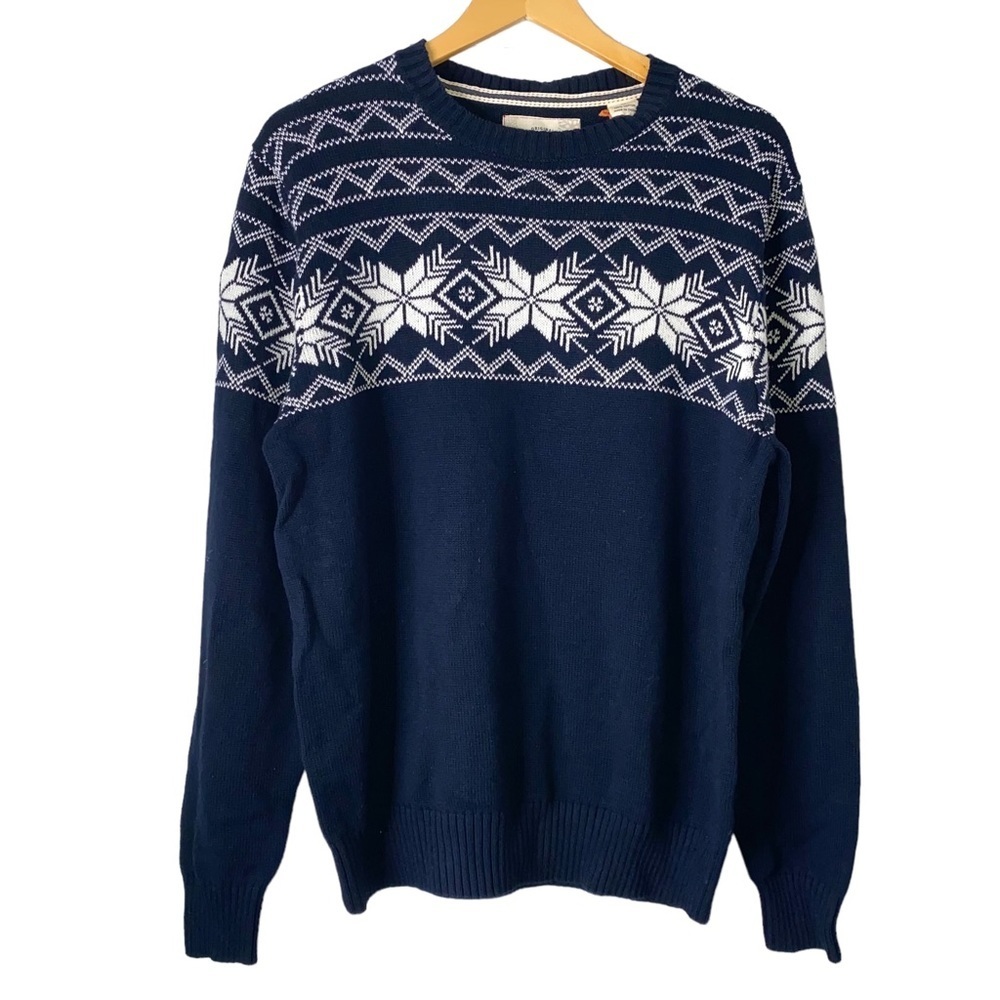 Weatherproof Vintage Sweater Men Medium Nordstrom Blue Fair Isle Crew Neck NWT *